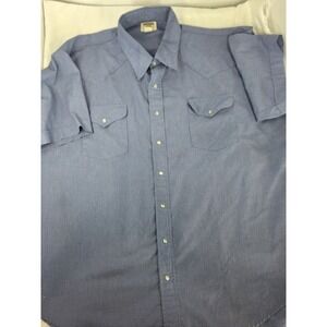 Ruddock Shirts Mens Blue Micro Check Short Sleeve Western Pearl Snap Shirt XL